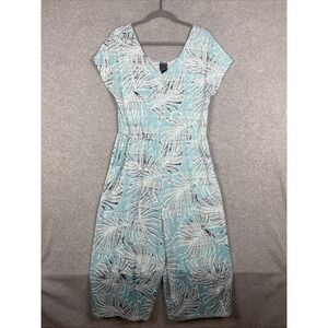 Clara Sun Woo Jersey Palm Leaf Wide Leg Jumpsuit Womens M Travel Resort